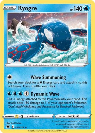 Kyogre 036  - Reverse Holofoil Crown Zenith - Holo Rare