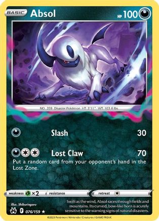 Absol 076  - Reverse Holofoil Crown Zenith - Holo Rare
