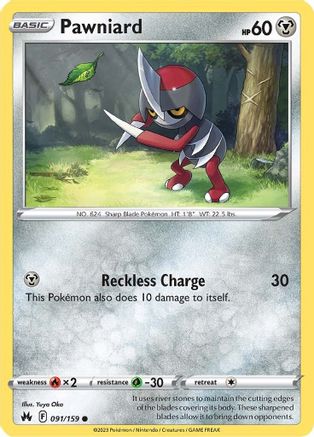 Pawniard (91) (91) 091  - Reverse Holofoil Crown Zenith - Common