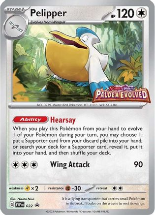 Pelipper (Prerelease) 022  - Holofoil SV Scarlet & Violet Promo Cards - Promo