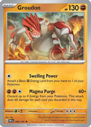 Groudon 049  - Holofoil SV Prismatic Evolutions - Rare