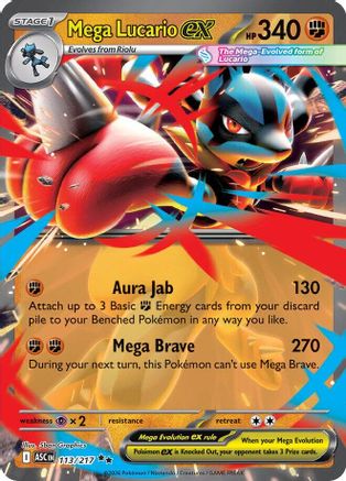 Mega Lucario ex 113  - Holofoil ME Ascended Heroes - Double Rare