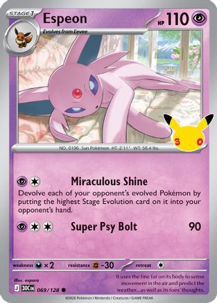 Espeon 069/128  - Holofoil ME 30th Celebration - Common