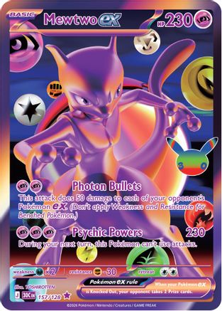 Mewtwo ex 157/128  - Holofoil ME 30th Celebration - Futuristic Rare