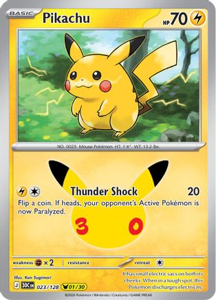 Pikachu 023/128  - Holofoil ME 30th Celebration - Pikachu Rare