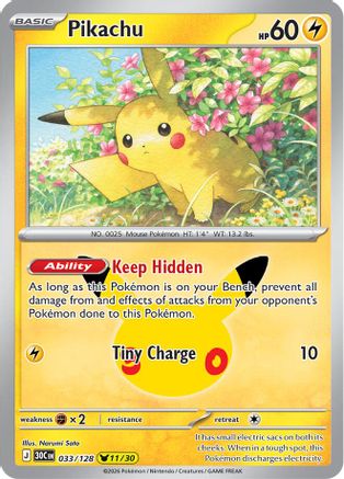 Pikachu 033/128  - Holofoil ME 30th Celebration - Pikachu Rare