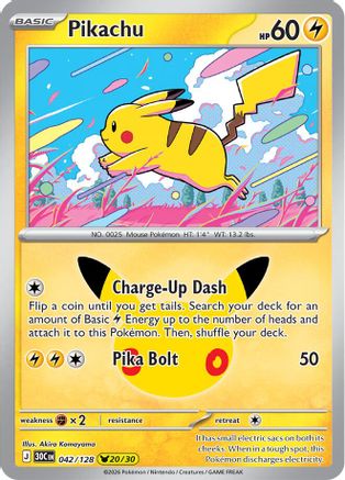 Pikachu 042/128  - Holofoil ME 30th Celebration - Pikachu Rare