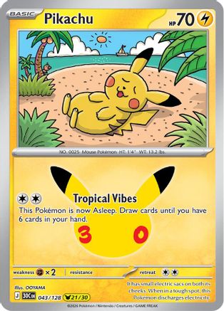 Pikachu 043/128  - Holofoil ME 30th Celebration - Pikachu Rare