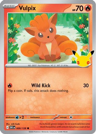 Vulpix 009/128  - Holofoil ME 30th Celebration - Common
