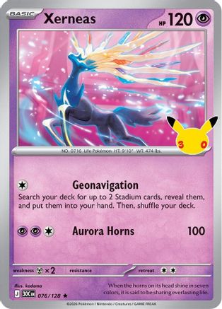 Xerneas 076/128  - Holofoil ME 30th Celebration - Rare