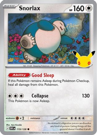 Snorlax 119/128  - Holofoil ME 30th Celebration - Common