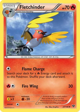 Fletchinder  - Reverse Holofoil XY Base Set - Uncommon