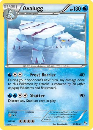 Avalugg 031  - Reverse Holofoil XY  Flashfire - Uncommon