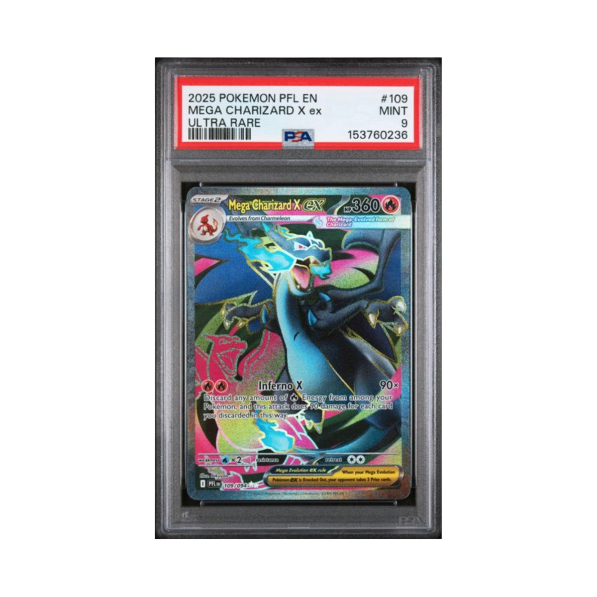 2025 POKEMON PFL EN-PHANTASMAL FLAMES #109 MEGA CHARIZARD X ex ULTRA RARE