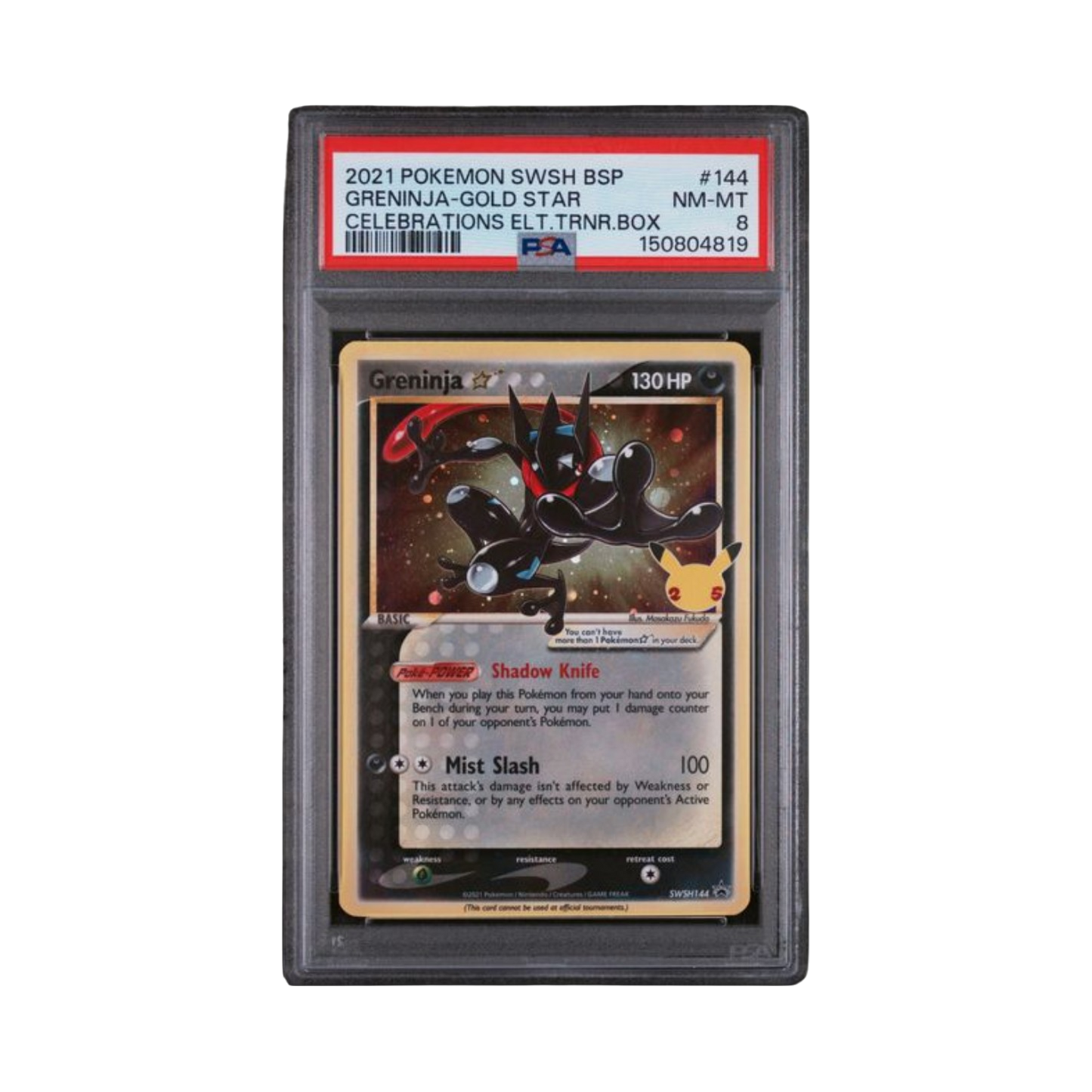 2021 POKEMON SWSH BLACK STAR PROMO #144 GRENINJA-GOLD STAR CELEBRATIONS ELT.TRNR.BOX