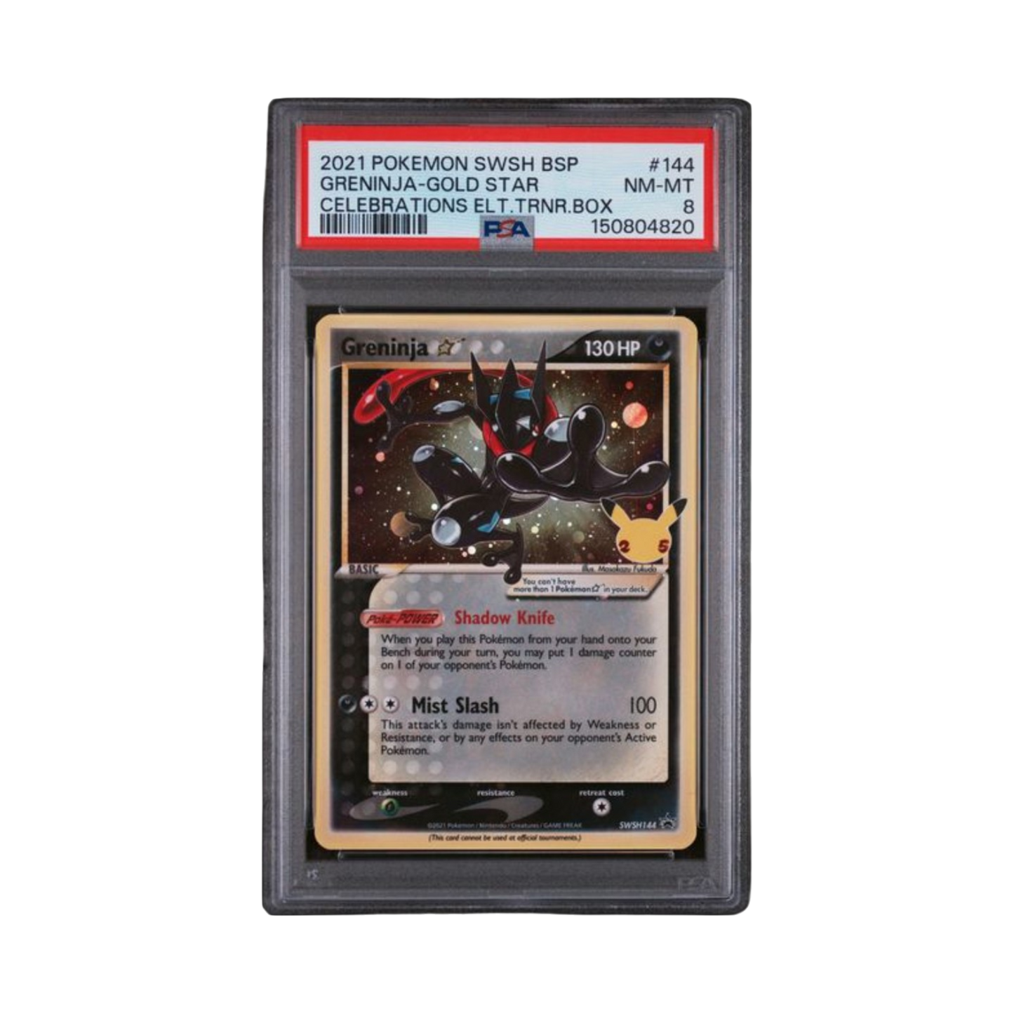 2021 POKEMON SWSH BLACK STAR PROMO #144 GRENINJA-GOLD STAR CELEBRATIONS ELT.TRNR.BOX
