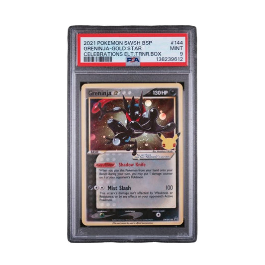 2021 POKEMON SWSH BLACK STAR PROMO #144 GRENINJA-GOLD STAR CELEBRATIONS ELT.TRNR.BOX