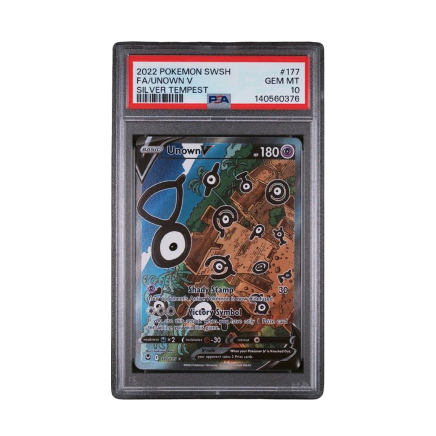 2022 POKEMON SWORD & SHIELD SILVER TEMPEST #177 FA/UNOWN V SILVER TEMPEST