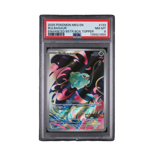 2025 POKEMON MEG EN-MEGA EVOLUTION #133 BULBASAUR ENHANCED BSTR BOX TOPPER
