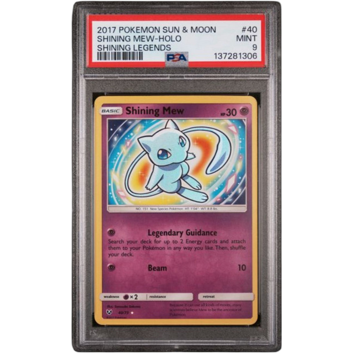2017 POKEMON SUN & MOON SHINING LEGENDS #40 SHINING MEW-HOLO SHINING LEGENDS