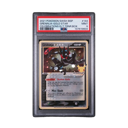 2021 POKEMON SWSH BLACK STAR PROMO #144 GRENINJA-GOLD STAR CELEBRATIONS ELT.TRNR.BOX