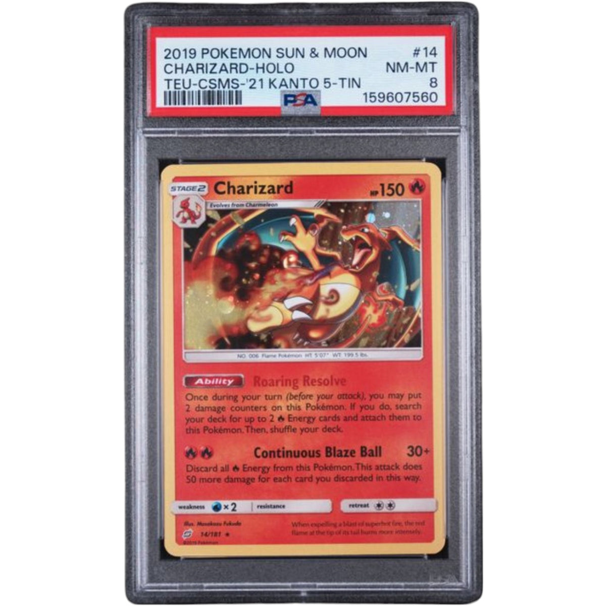 2019 POKEMON SUN & MOON TEAM UP #14 CHARIZARD-HOLO TEU-CSMS-'21 KANTO 5-TIN